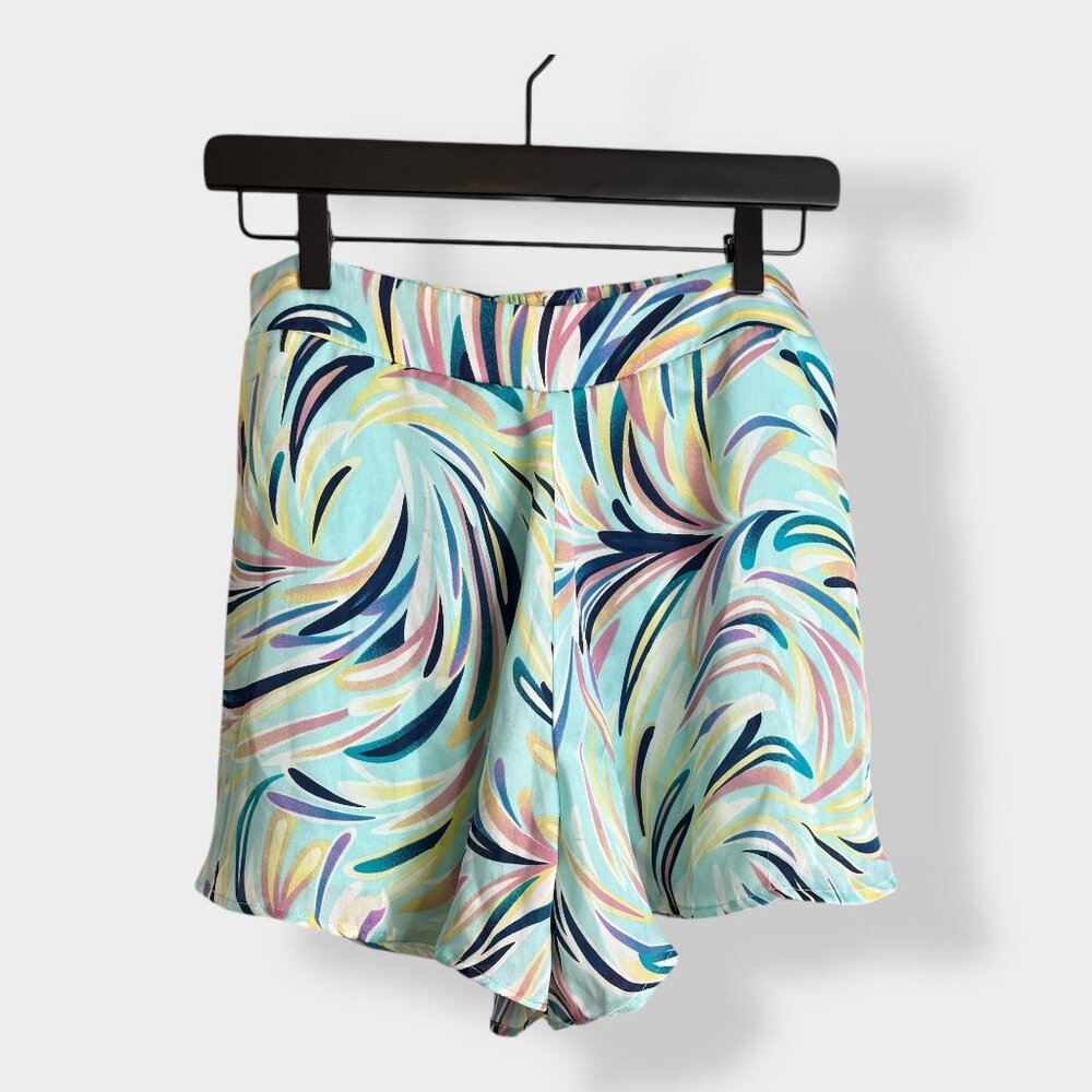ADRIENNE Pastel Swirl Print‎ Pull On Shorts